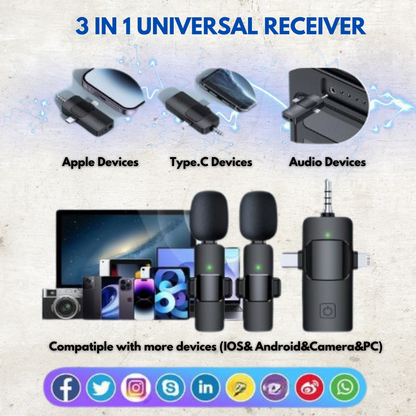 SX26 Wireless Microphone with 2 Noise-Canceling Mics, USB-C Fast Charging, Lightweight Design for Streaming, Video Recording, and Interviews