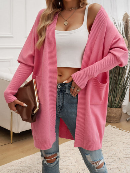 Devine Open Front Long Sleeve Cardigan