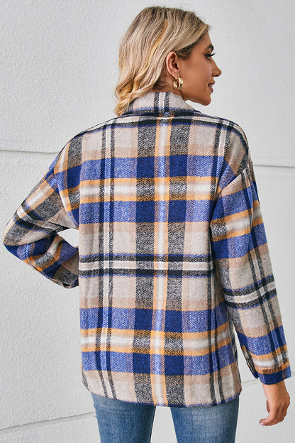 Button Down Collared Plaid Shacket