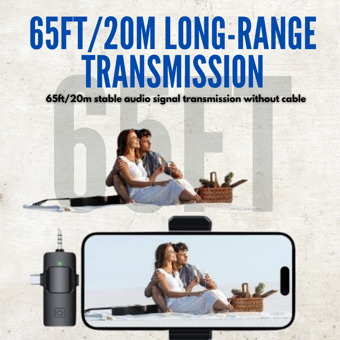 SX26 Wireless Microphone with 2 Noise-Canceling Mics, USB-C Fast Charging, Lightweight Design for Streaming, Video Recording, and Interviews