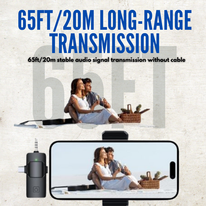 SX26 Wireless Microphone with 2 Noise-Canceling Mics, USB-C Fast Charging, Lightweight Design for Streaming, Video Recording, and Interviews