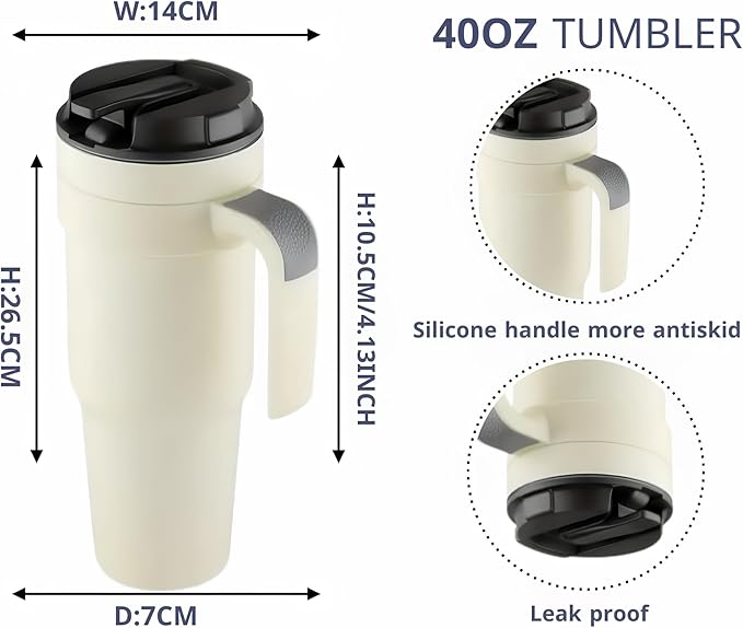 Stainless Steel Coffee Mug with Handle for Hot and Cold Drinks, Travel Mug