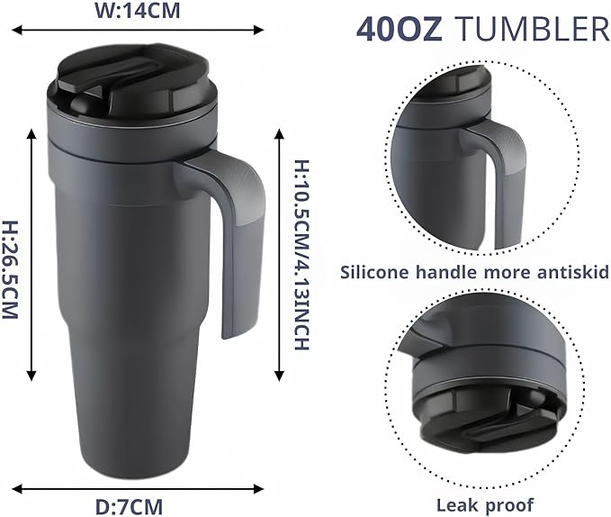 Stainless Steel Coffee Mug with Handle for Hot and Cold Drinks, Travel Mug
