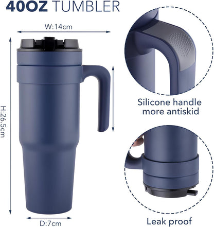 Stainless Steel Coffee Mug with Handle for Hot and Cold Drinks, Travel Mug