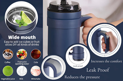 Stainless Steel Coffee Mug with Handle for Hot and Cold Drinks, Travel Mug