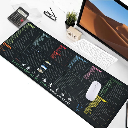 Excel Shortcut Mouse Pad – 800x300mm XL Desk Mat for Office & Home – Non-Slip Base, Locked Edge, Printed Spreadsheet Shortcuts