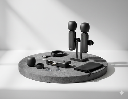 SX26 Wireless Microphone with 2 Noise-Canceling Mics, USB-C Fast Charging, Lightweight Design for Streaming, Video Recording, and Interviews