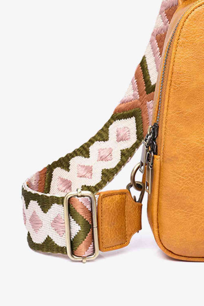 Pattern Adjustable Strap PU Leather Sling Bag