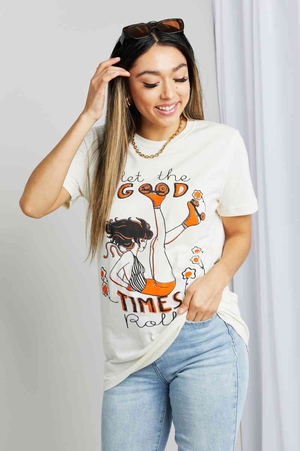 mineB Full Size LET THE GOOD TIMES ROLL Graphic Tee