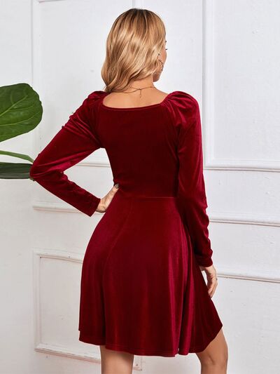 Surplice Long Sleeve Mini Dress