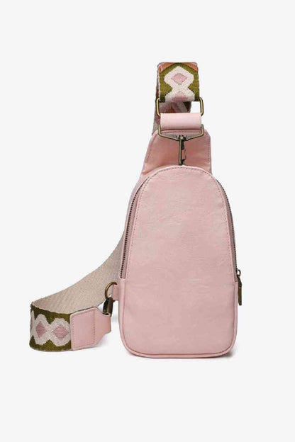 Pattern Adjustable Strap PU Leather Sling Bag