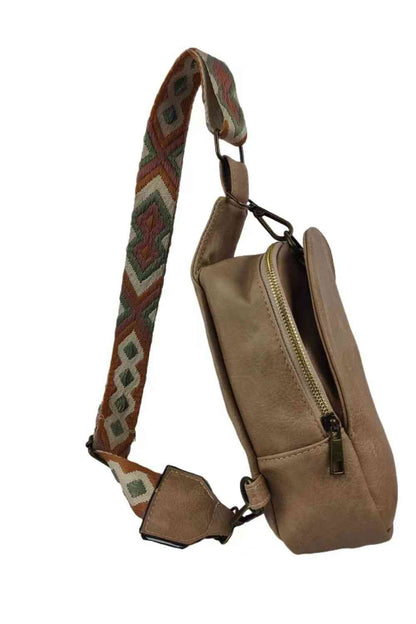 Pattern Adjustable Strap PU Leather Sling Bag