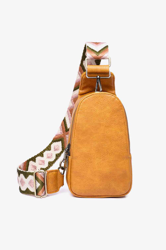 Pattern Adjustable Strap PU Leather Sling Bag