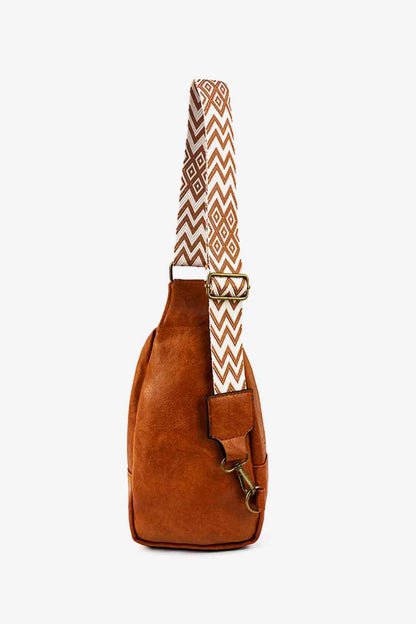 Pattern Adjustable Strap PU Leather Sling Bag