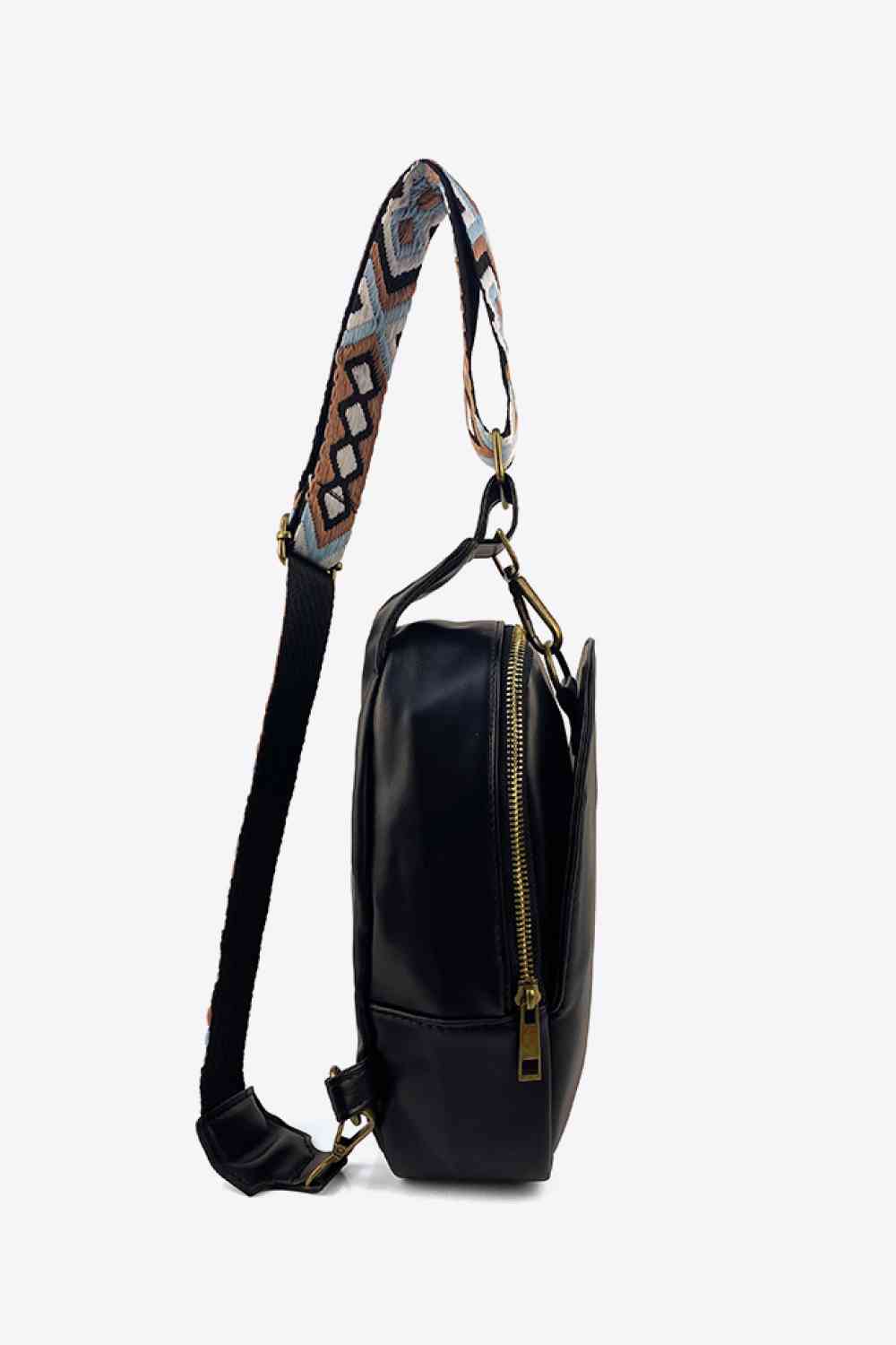 Pattern Adjustable Strap PU Leather Sling Bag