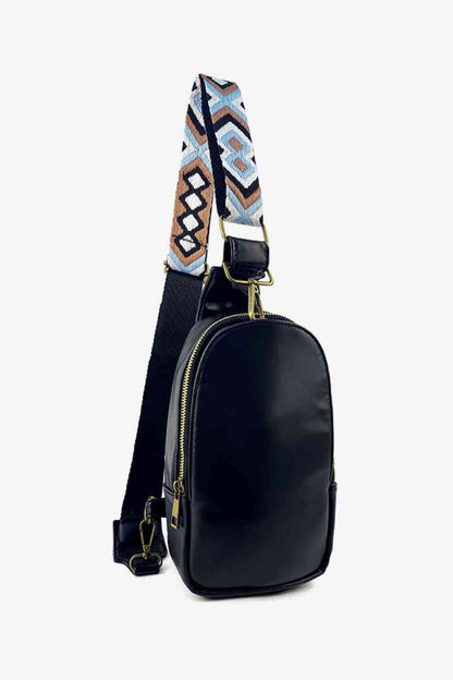 Pattern Adjustable Strap PU Leather Sling Bag