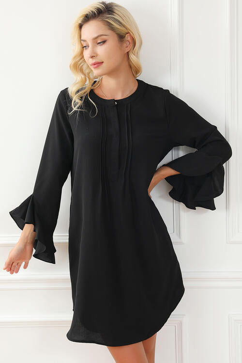 Round Neck Flare Sleeve Mini Dress